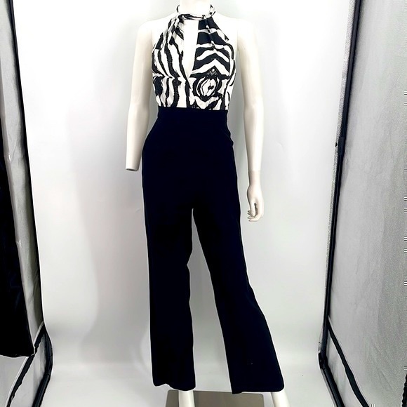 UEC Marciano black & white halter neck jumpsuit size 0